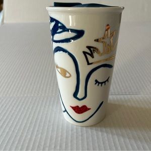 Starbucks travel mug. Ceramic with winking mermaid.